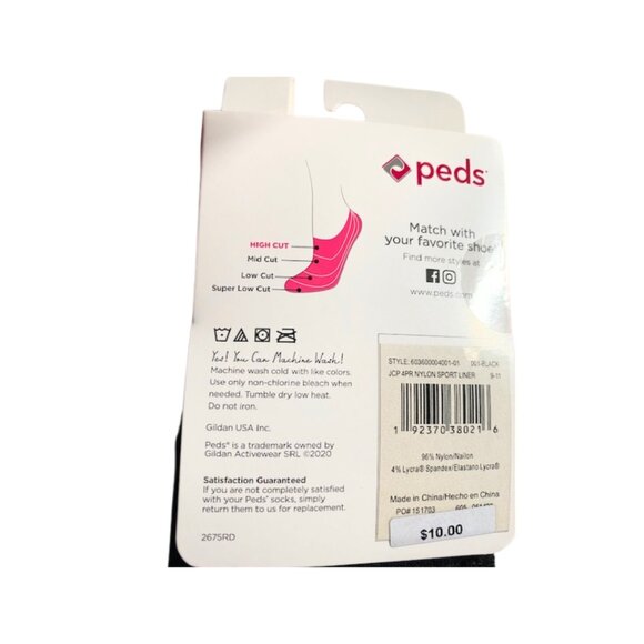 PEDS 12 PAIR Black Hi Cut NO SHOW Soft Sport Liner Socks - Contour Heel … - Picture 7 of 7